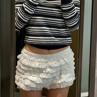 AKHG短裙花苞韩版木耳边半身裙裤