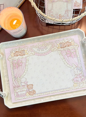 Pink berry原创设计芭蕾兔熊系列可撕双面120gB5拍纸本留言本