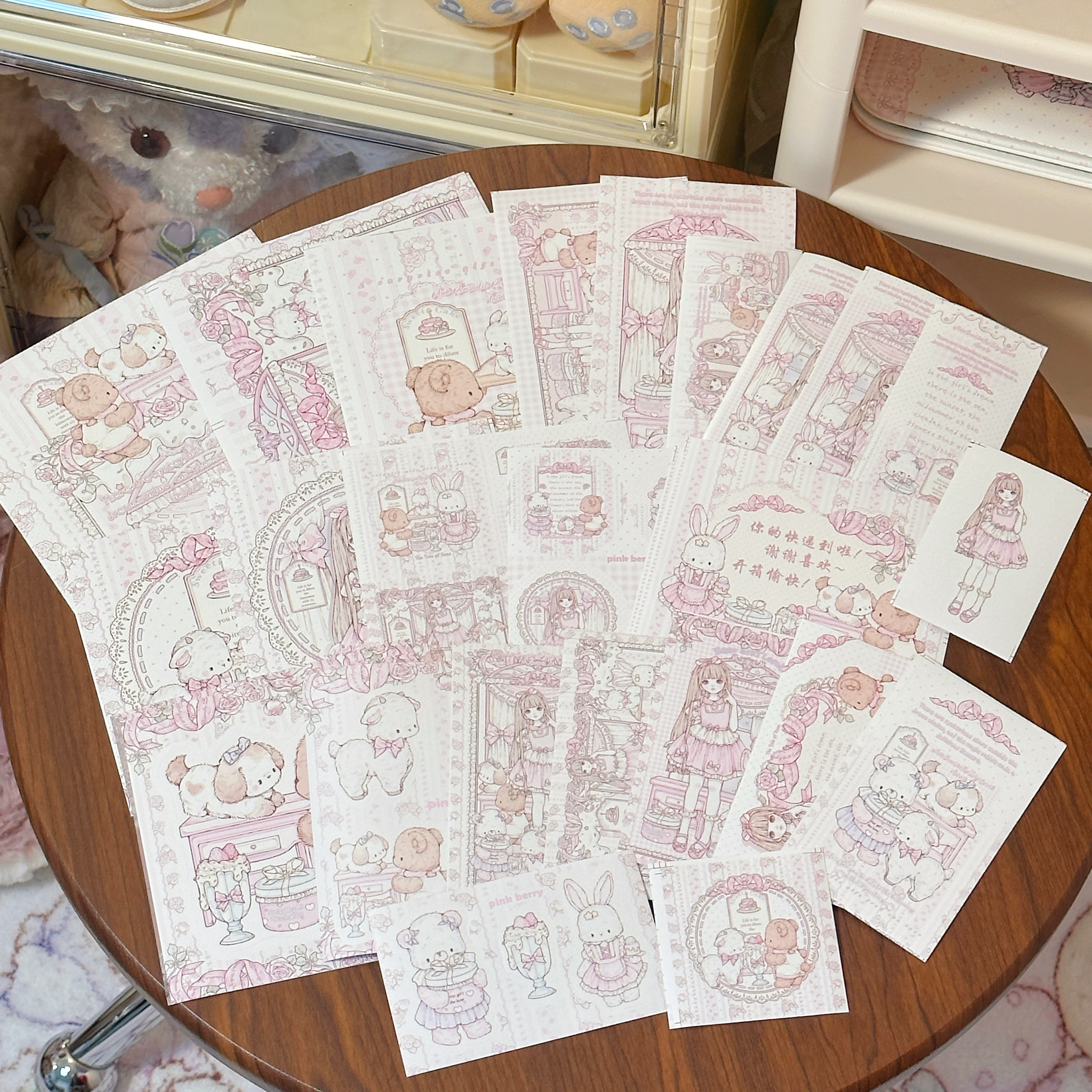 Pink berry原创兔熊女孩童话集封口贴贴纸烘培包装出卡打包好物
