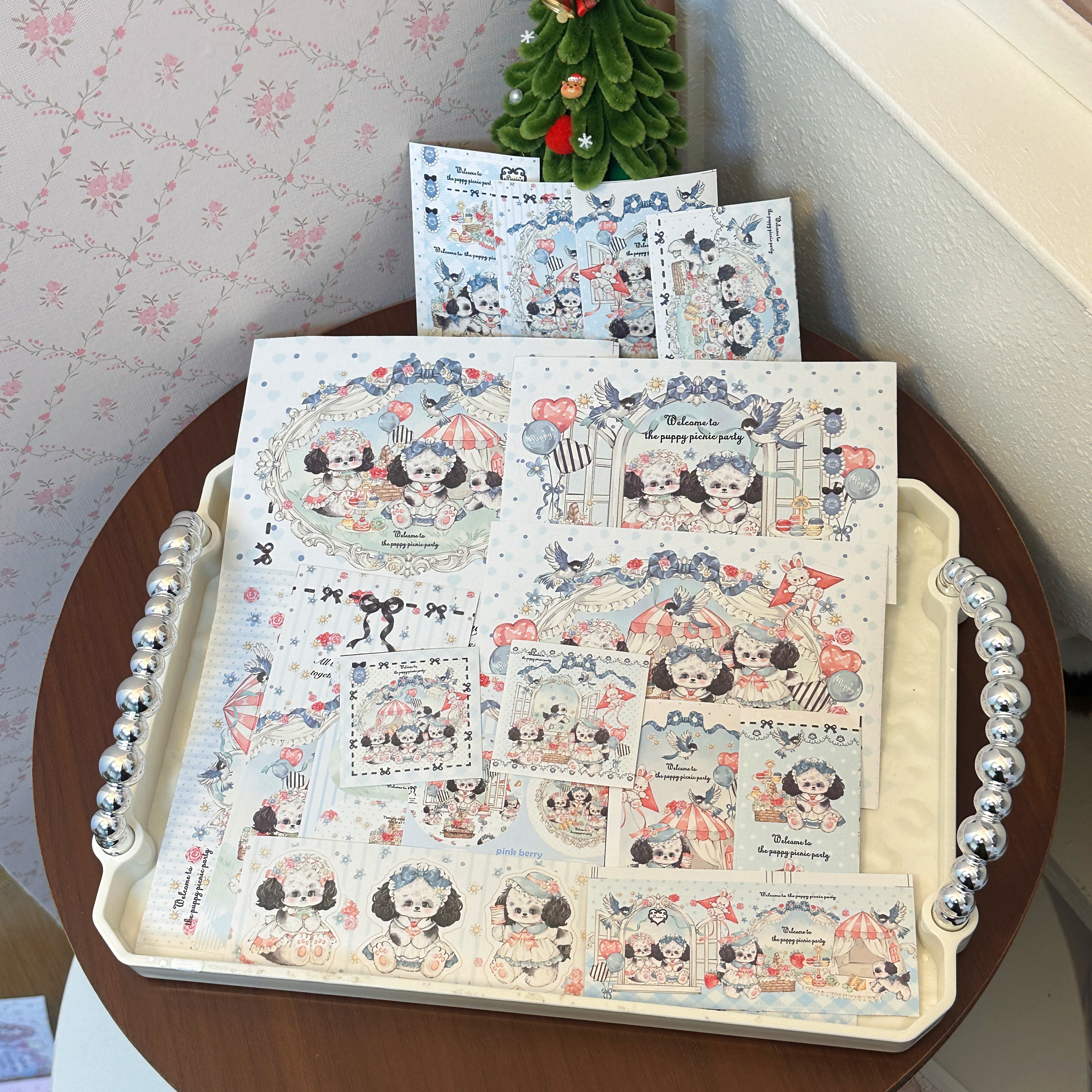 Pink berry原创野餐小狗系列封口贴卡头贴纸烘培包装出卡打包好物,文具电教/文化用品/商务用品,贴纸/立体贴纸,淘宝优惠券,粉丝福利购,淘宝优惠卷