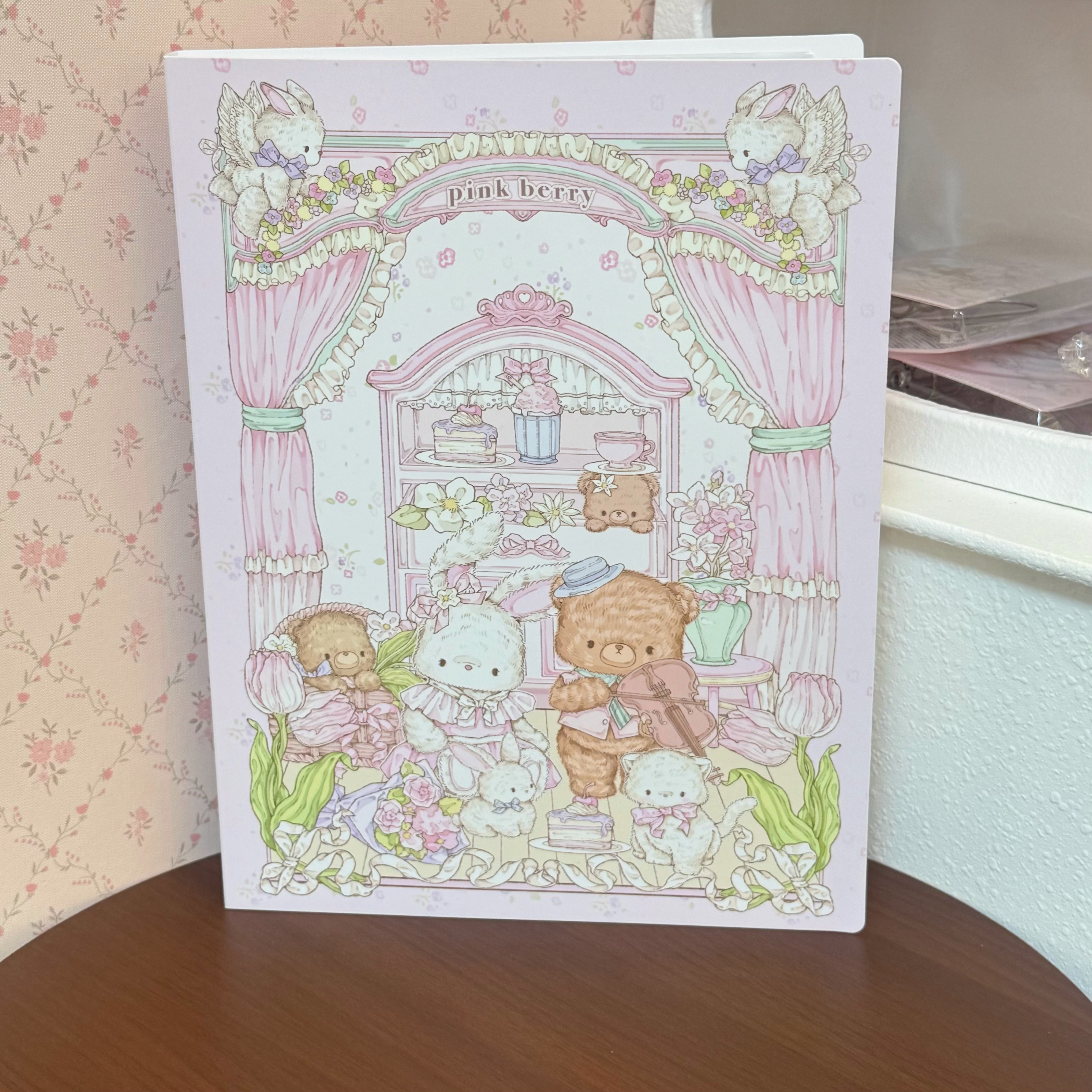 Pink berry原创兔熊音乐会A4资料册合同文件夹收纳学生试卷资料册