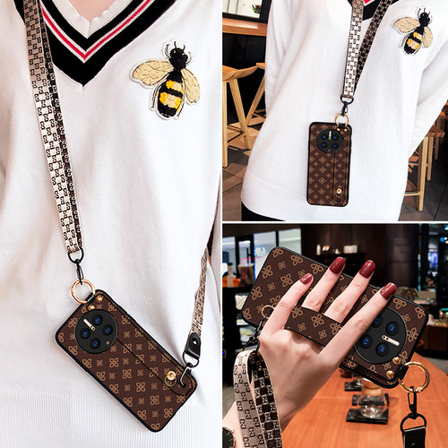 适用华为mate50pro手机壳斜挎绳