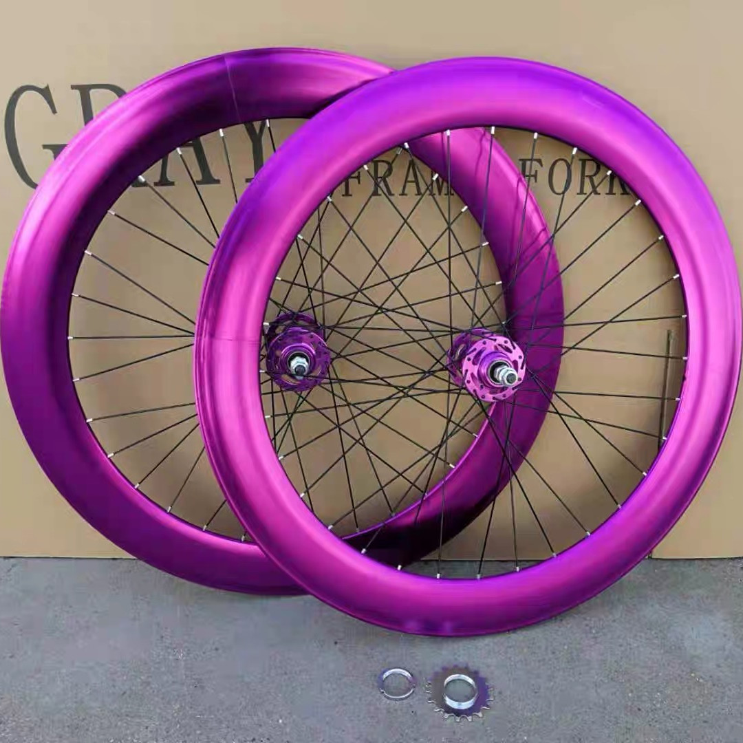 XJ花鼓40/70阳极刀圈真死飞竟速倒骑轮组