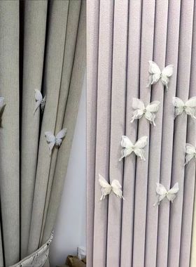 窗帘装饰点缀配件白色蝴蝶结别针挂件立体蕾丝花朵帘头窗帘边