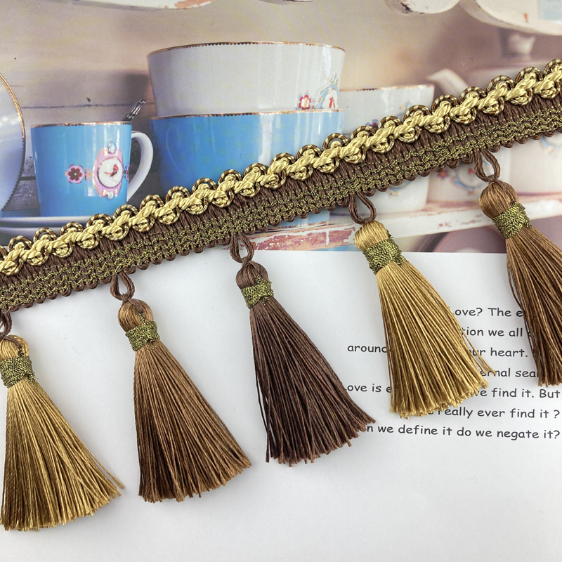 中式古典喜庆窗帘装饰花边珠串苏