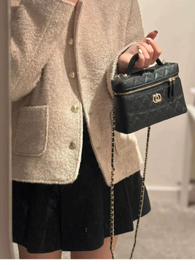 小香风LP盒子包2025新款包包女式饭盒包真皮精致链条包斜挎手提包