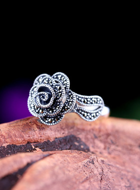 花朵纯银古风戒指手饰品