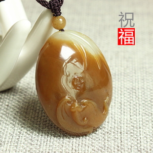 听玉缘天然玉石和田玉祝福吊坠 岫岩黄白老玉节节高挂件糖料玉坠