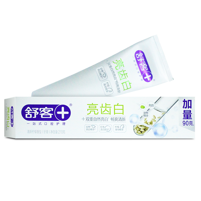 舒客官方亮齿白薄荷牙膏210g清新口气女生亮白减少牙菌斑