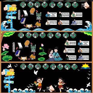 世界读书日国潮风主题古韵材料小学国潮风阅读读书节黑板报装饰