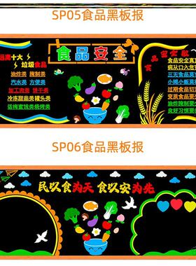 儿童墙贴学校毛毡无纺布食堂民以食为天贴画食品安全主题黑板报