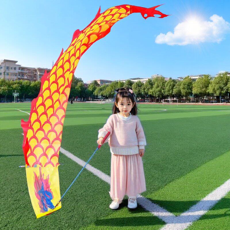 舞龙彩带健身新款儿童手甩龙耍龙广场舞甩甩龙中国龙龙头表演道具