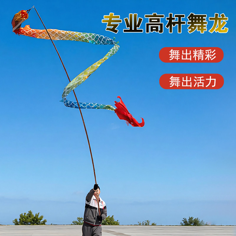 发光高杆健身龙高空舞龙筒子龙彩带龙空竹龙甩龙长杆龙飞天表演龙