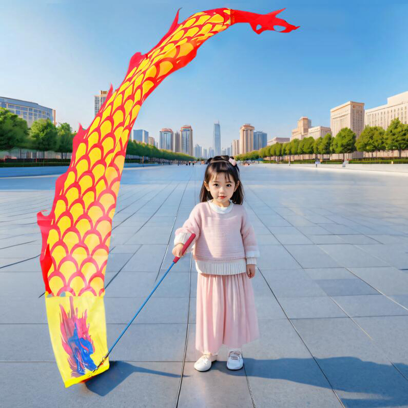 舞龙彩带健身龙儿童专用