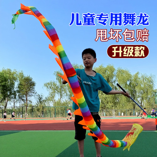 甩龙舞龙彩带手舞龙甩甩龙广场舞空竹龙道具儿童耍龙彩条健身龙 - 封面