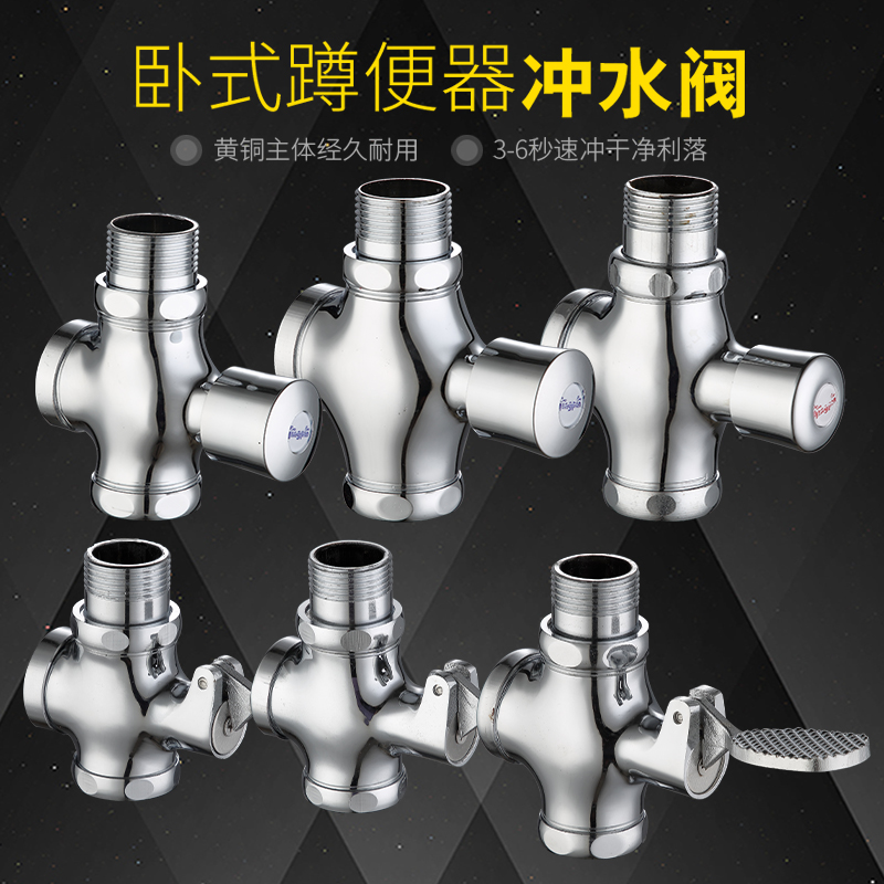 厕所全铜手按式蹲便器冲水阀开关延时阀便池脚踏阀自闭式冲洗阀
