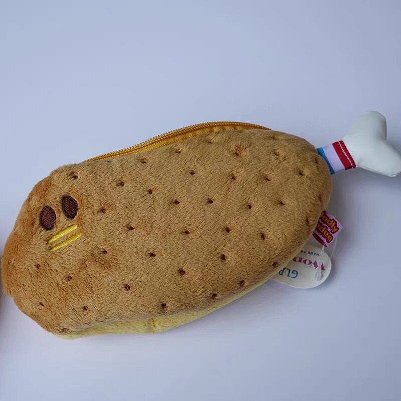 韩国ins自制可爱少女心超萌鸡腿毛绒笔袋女简约学生大容量收纳袋