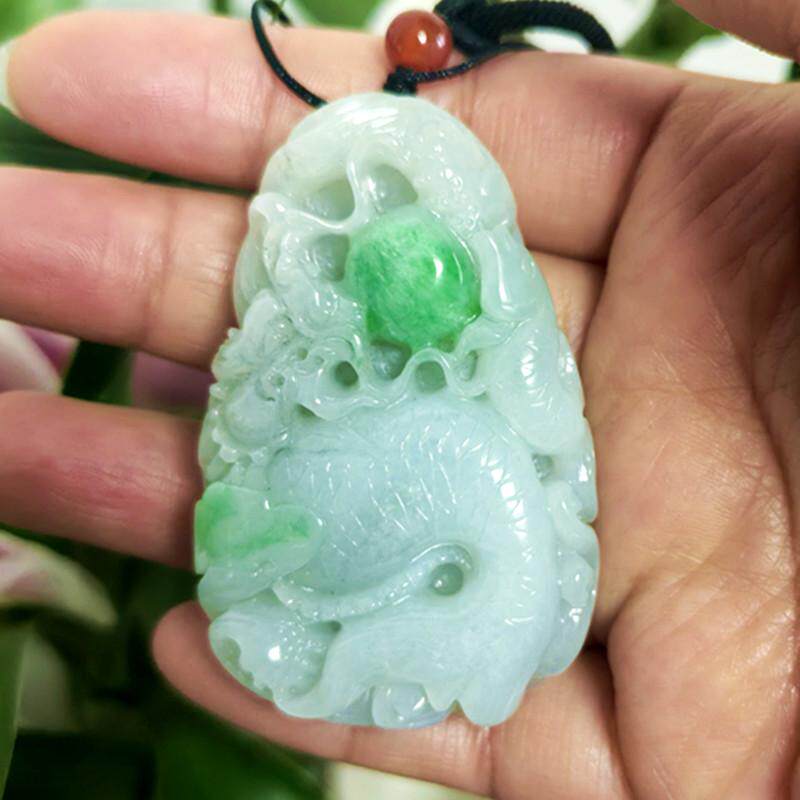 老坑A货天然缅甸翡翠玉龙挂件正阳绿有种有色玉石吊坠手把件55*35