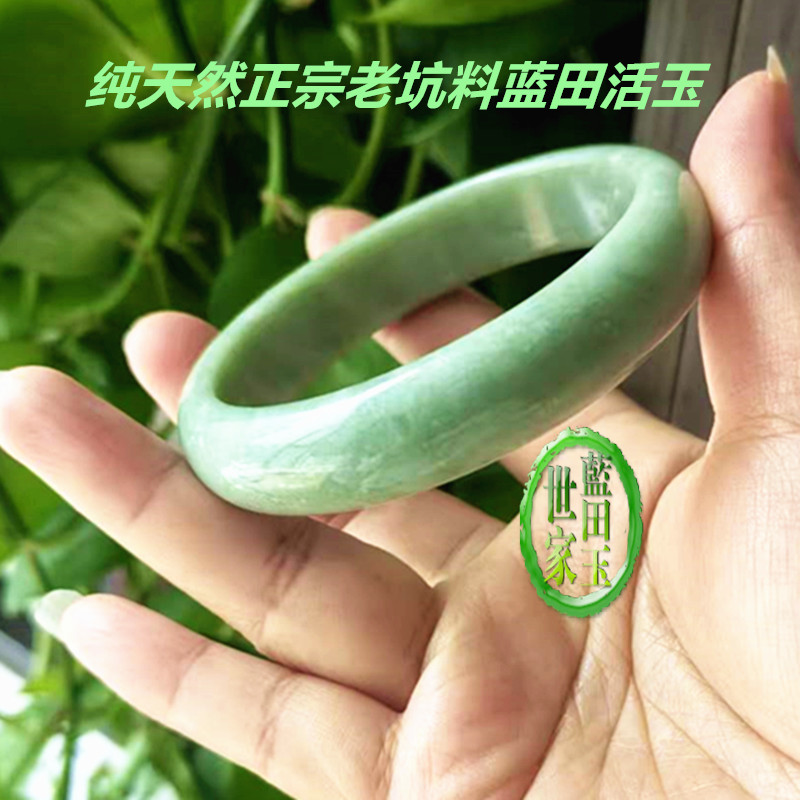 西安兵马俑蓝田玉活玉手镯绿色证