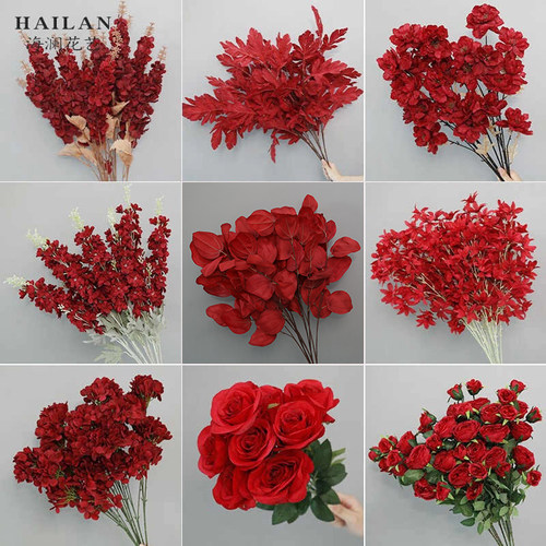 婚庆红色仿真花假花玫瑰花束永生