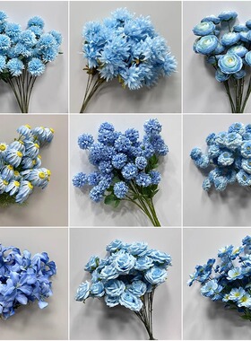 蓝色仿真花高级感婚庆花材绢花婚礼布置装饰花仿真绿植假花花束