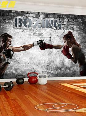 散打格斗健身房墙纸拳击馆壁画水泥墙俱乐部3D壁纸跆拳道背景墙布