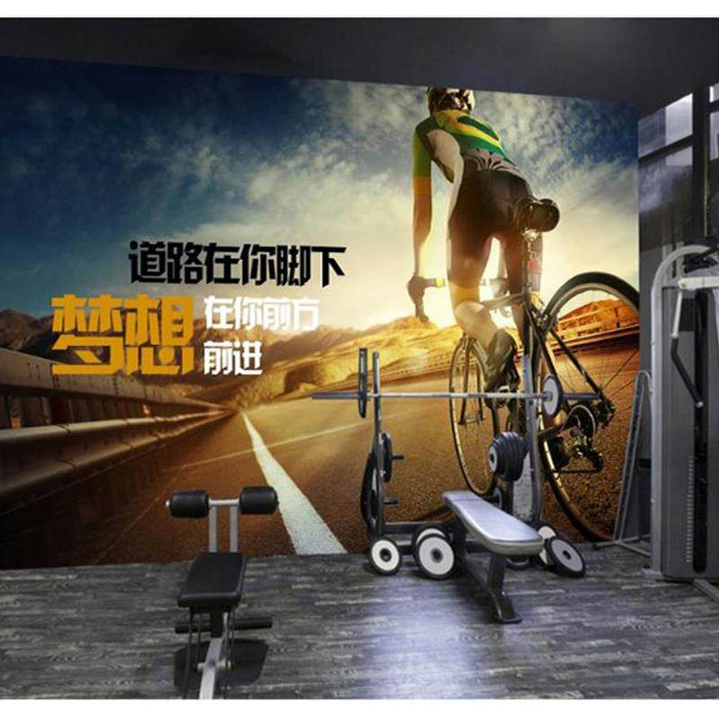 动感单车墙纸俱乐部体育馆瑜伽舞蹈室健身房主题壁纸运动工装壁画