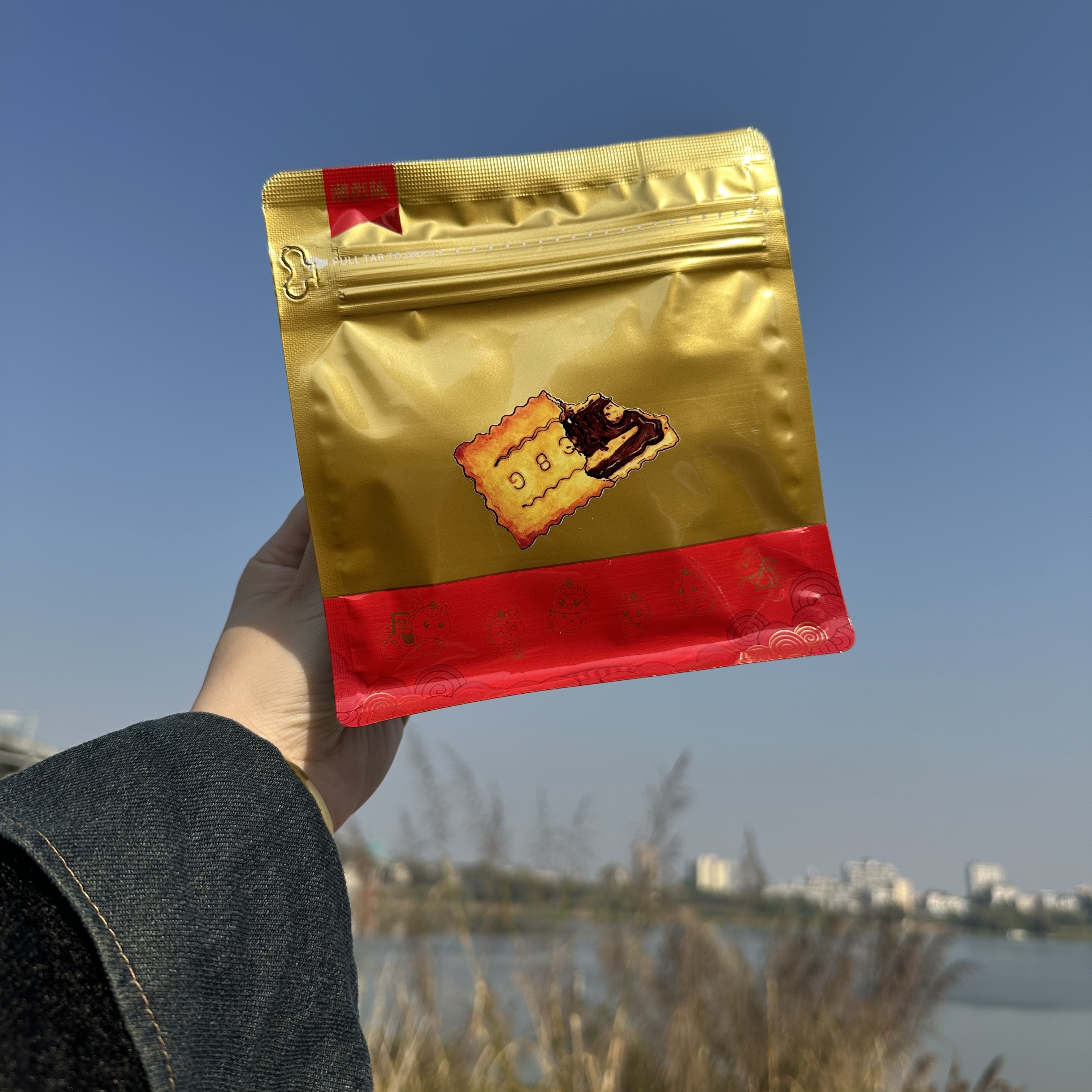 潮彭陈榛子黑巧双层薄脆饼干办公室休闲解馋夹心巧克力饼干小零食