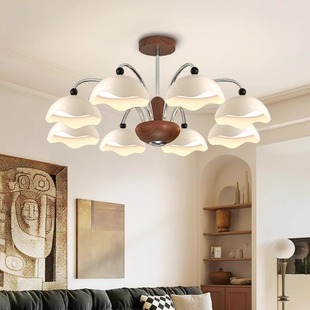 名狮照明包安装客厅吊灯大厅主灯蛋壳奶油风中古风法式中山灯具