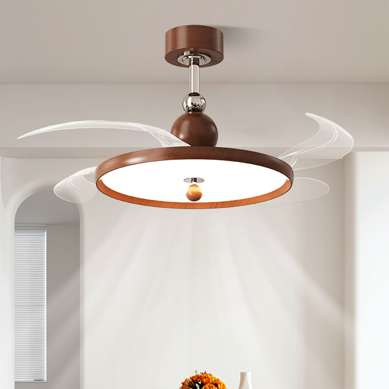 中古风餐厅吊扇灯静音变频卧室风扇灯2025新款隐形风扇灯超薄护眼