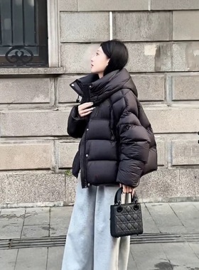 短款羽绒服女2025冬季新款鹅绒服韩版加厚男女同款宽松大码