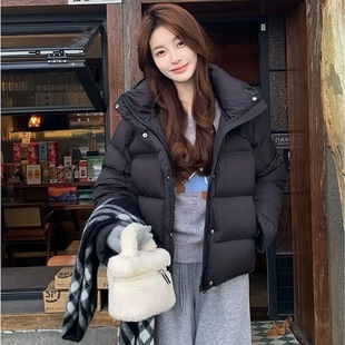 冬季新款连帽加厚宽松大码泡芙龟背短款羽绒服女时尚保暖白鸭绒