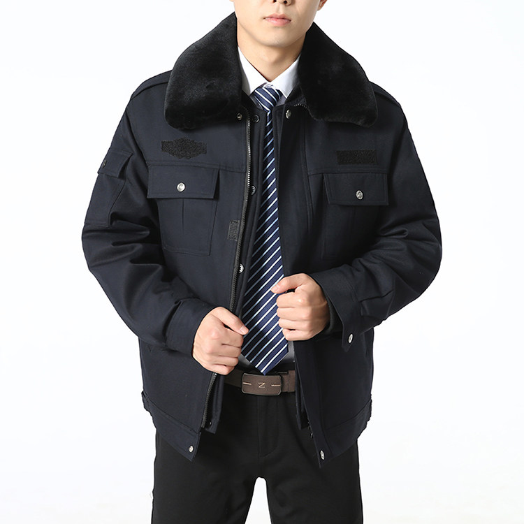 冬季多功能棉服保安执勤棉衣夹克加厚男女防寒服大码保安工装大衣