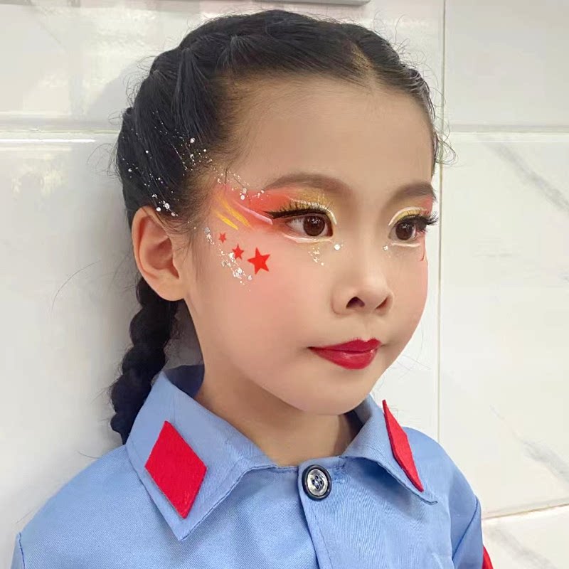 星星脸贴小红书儿童节舞台红军表演妆金彩色五角星贴纸表扬奖励贴