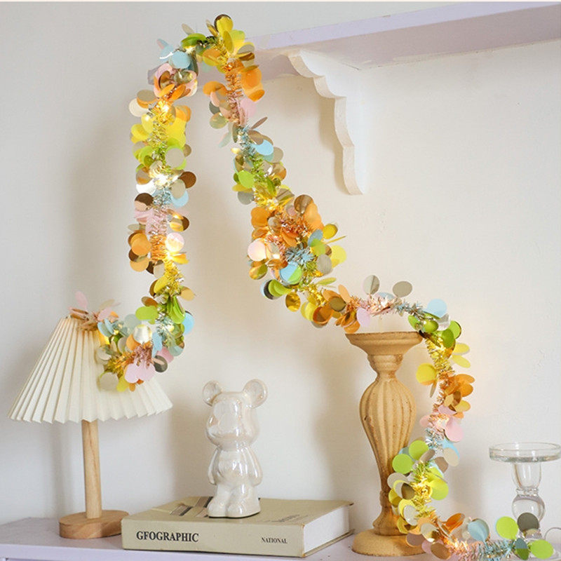 发光圆片毛条拉花幼儿园儿童生日派对房间卧室氛围感装饰布置拉旗