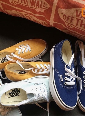 vans aut亮黄色 蓝色 冰蓝 经典款男女低帮帆布鞋 VN0A38EMQA0