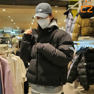 北面TheNorthFace工装风夹克立领标黑色摩卡男女短鹅绒羽绒服