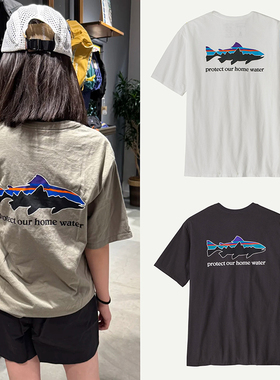 巴塔哥尼亚25新款Patagonia Trout飞鱼图案有机棉男女款圆领短袖T