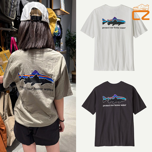 巴塔哥尼亚25新款Patagonia Trout飞鱼图案有机棉男女款圆领短袖T
