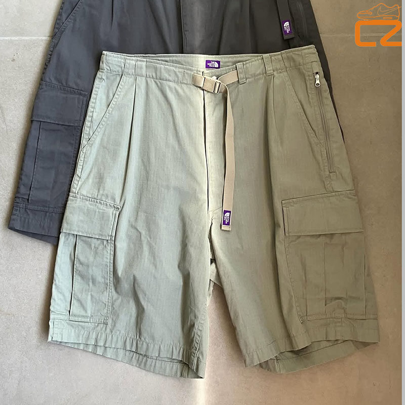 北面TheNorthFace紫标男款军绿色口袋工装棉质抗撕裂短裤NS6SD073