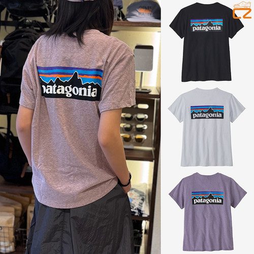 巴塔哥尼亚 26新款Patagonia P-6 Logo印花女款再生棉圆领短袖T恤