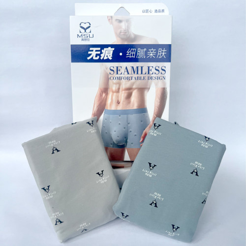 missyou弹力棉抗菌男士平角内裤
