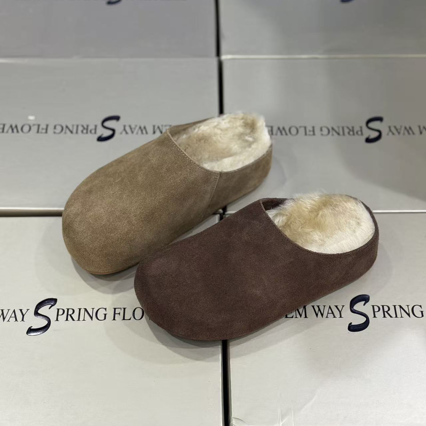 诗路花语加绒勃肯半拖鞋女2025冬