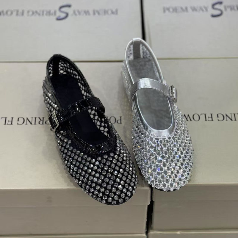 blingbling满钻渔网凉鞋女镂空