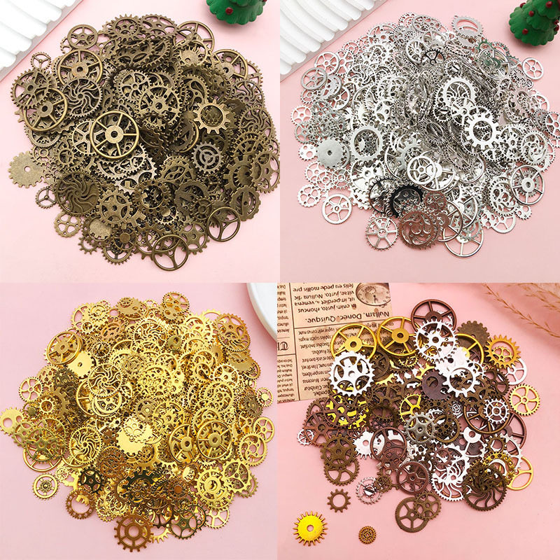 随机多色朋克机器人零件合金齿轮DIY手工配件材料复古小饰品
