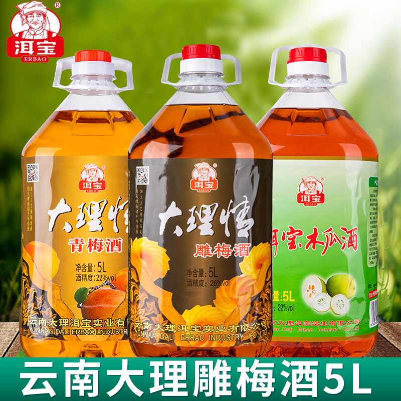 洱宝 青梅酒 木瓜酒梅子酒桶装5L 云南特产大理果酒配制酒木瓜酒