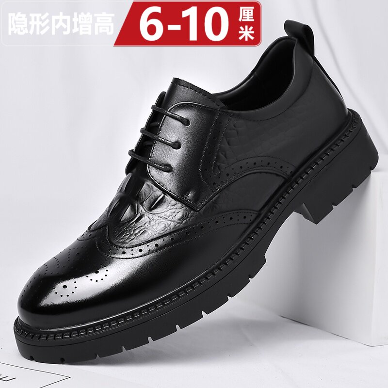 内增高10cm英伦布洛克鞋正装皮鞋