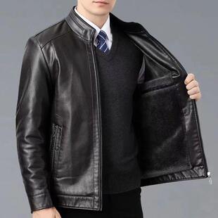 真皮头层牛皮夹克皮衣海宁男士 皮毛一体 高端冬加绒加厚中年爸爸装