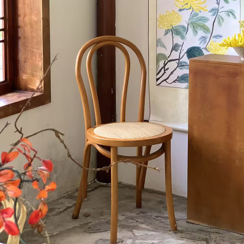 索耐特thonet美法式中复古实木18号家用餐厅靠背婚礼椅子藤编餐椅