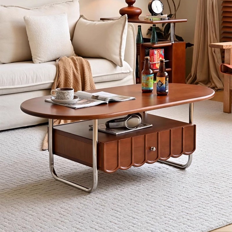 大容量才够装！小户型实木茶几